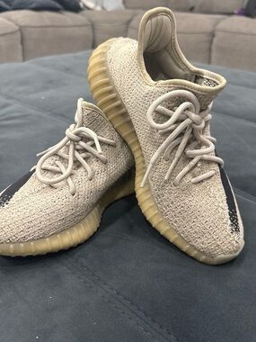 Yeezy Boost 350 V2 Beige Knit Sneakers with Gum Sole